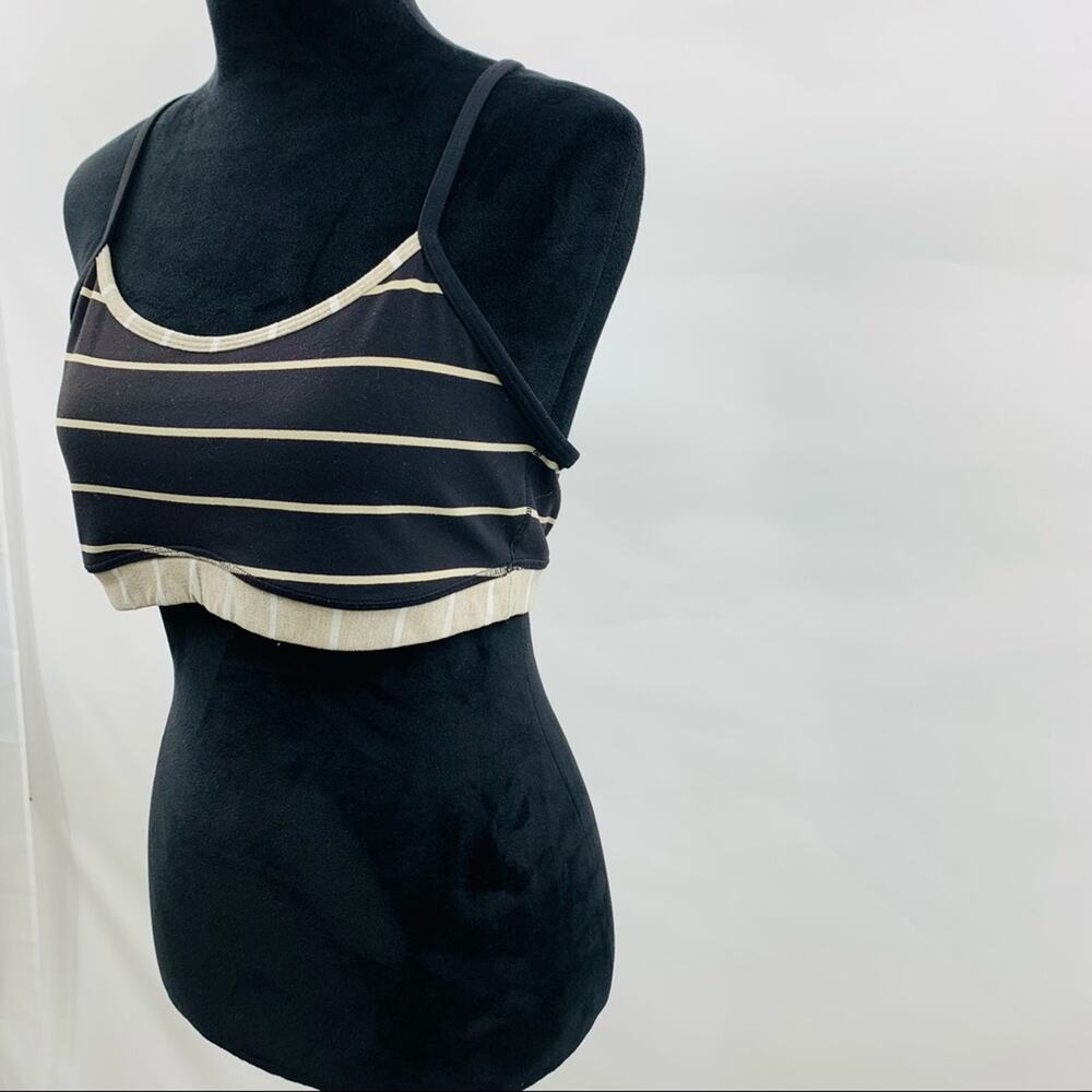 Lululemon Black Cream Striped Sports Bra - Picture 3 of 9